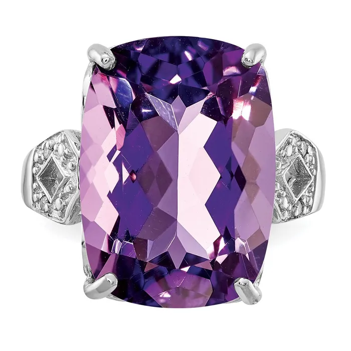 Goldia Sterling Silver Rhodiumplated Amethyst u0026 Diamond Ring Rings