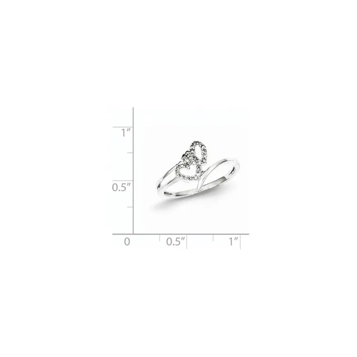 Goldia Sterling Silver Rhodium Plated Diamond Double Heart Promise Ring Rings