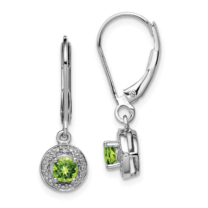 Goldia Sterling Silver Rhodiumplated Diamond u0026 Peridot Earrings Earrings