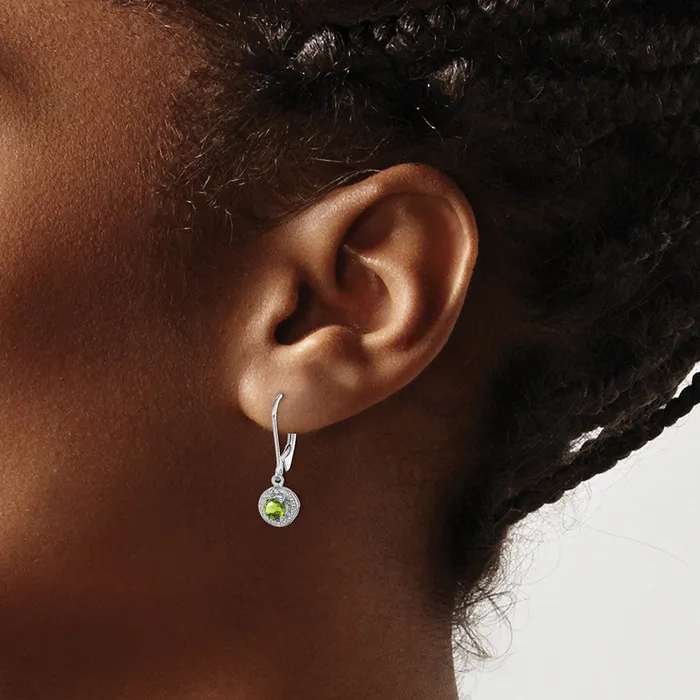 Goldia Sterling Silver Rhodiumplated Diamond u0026 Peridot Earrings Earrings