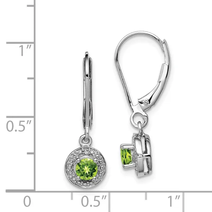 Goldia Sterling Silver Rhodiumplated Diamond u0026 Peridot Earrings Earrings