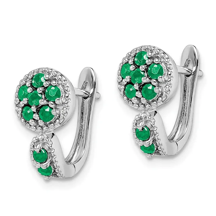 Goldia Sterling Silver Rhodiumplated Emerald Circle Hinged Earrings Earrings