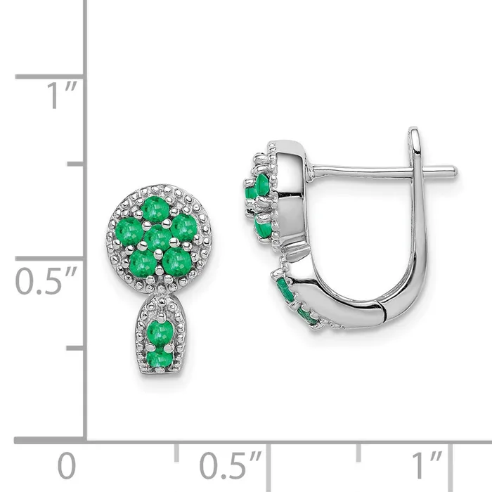 Goldia Sterling Silver Rhodiumplated Emerald Circle Hinged Earrings Earrings
