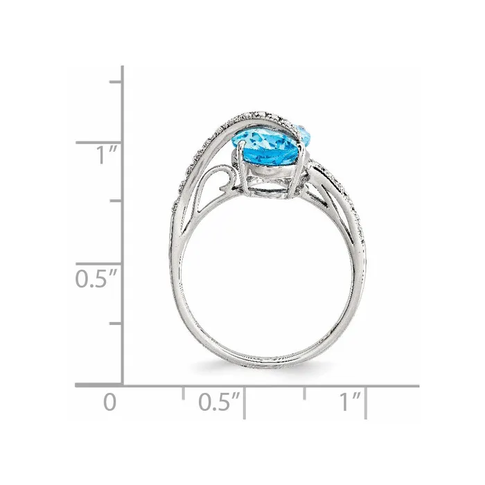 Goldia Sterling Silver Rhodiumplated Polished Swiss Blue Topaz Dia Accent Ring Rings