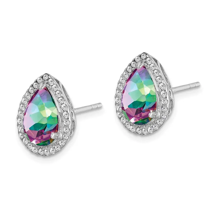 Goldia Sterling Silver Rhodium Polished Mystic Topaz u0026 CZ Post Earrings Earrings