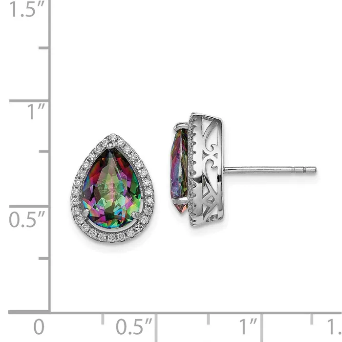 Goldia Sterling Silver Rhodium Polished Mystic Topaz u0026 CZ Post Earrings Earrings