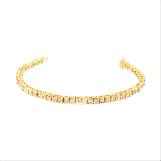 JMS always Bracelets Original Haus of Brilliance 10K Yellow Gold over 925 Sterling Silver 10 Cttw Diamond Square Frame MiracleSet Tennis Bracelet IJ Color I3 Clarity 8