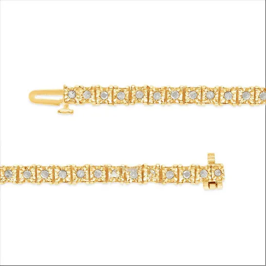 JMS always Bracelets Original Haus of Brilliance 10K Yellow Gold over 925 Sterling Silver 10 Cttw Diamond Square Frame MiracleSet Tennis Bracelet IJ Color I3 Clarity 8