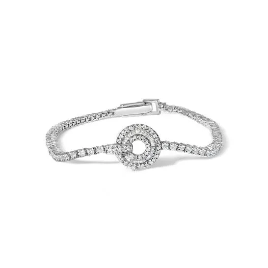 JMS always Bracelets Original Haus of Brilliance 14K White Gold 2 12 Cttw Diamond 7 Classic Tennis Bracelet with Medallion Station HI Color I1I2 Clarity