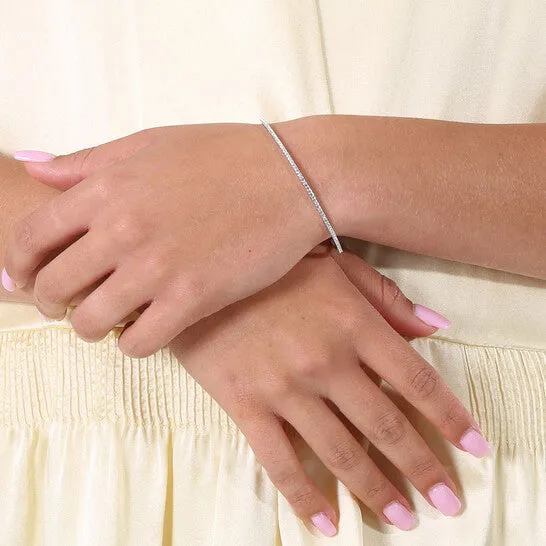 JMS always Bracelets Original Swarovski Rhodium Plated Triangle Cut Pave Ortyx Bracelet Size M