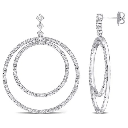 JMS always Earrings Original AMOUR 3 14 CT TDW Diamond Doublecircle Earrings In 14K White Gold
