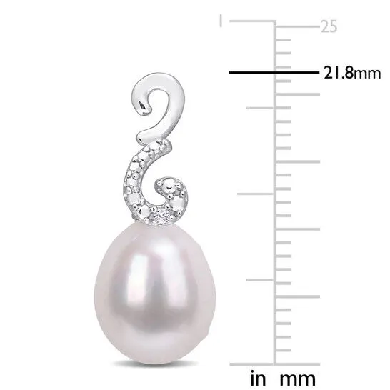 JMS always Earrings Original AMOUR 885mm Freshwater Cultured Pearl and Diamond Accent Peacock Drop Earrings In Sterling Silver