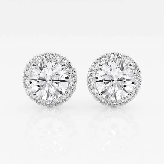 JMS always Earrings Original Brilliant Diamond 14KT White Gold 3 12 cttw RoundCut Lab Grown Diamond Halo Stud Earrings for Women FGVSSI GSI