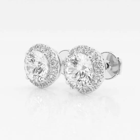 JMS always Earrings Original Brilliant Diamond 14KT White Gold 3 12 cttw RoundCut Lab Grown Diamond Halo Stud Earrings for Women FGVSSI GSI