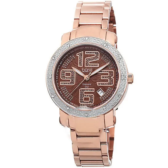 JMS always Earrings Original Burgi Rose Goldtone Stainless Steel Diamond Bezel Ladies Watch BUR091RG