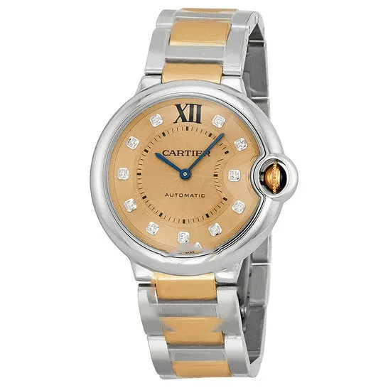 JMS always Earrings Original Cartier Ballon Bleu Rose Gold Dial Steel and 18kt Rose Gold Ladies Watch WE902054