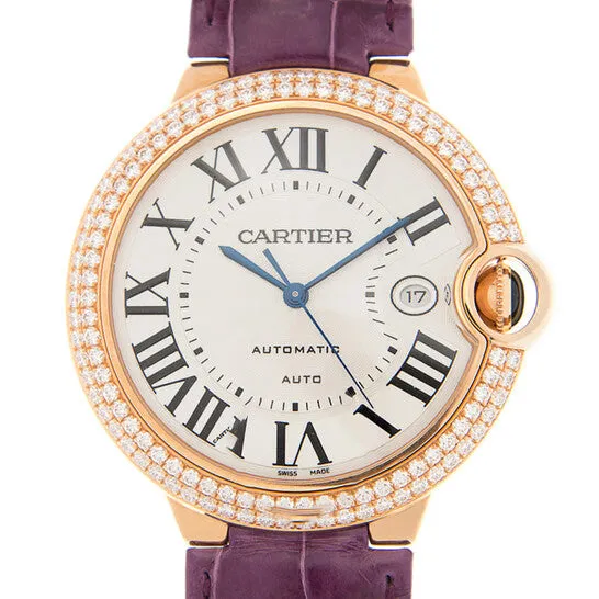 JMS always Earrings Original Cartier Ballon Bleu Silver Dial 18kt Rose Gold Diamond Bezel Automatic Mens Watch WE900851