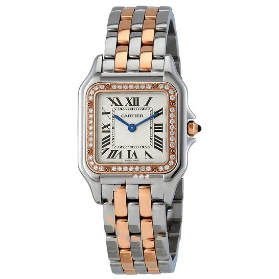 JMS always Earrings Original Cartier Panthere Silver Dial Ladies Steel and 18kt Pink Gold Medium Watch W3PN0007