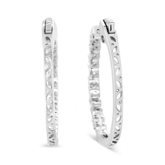 JMS always Earrings Original Haus of Brilliance 14K White Gold 1 34 Cttw Round and Baguette Diamond Hoop Earrings HI Color SI2I1 Clarity