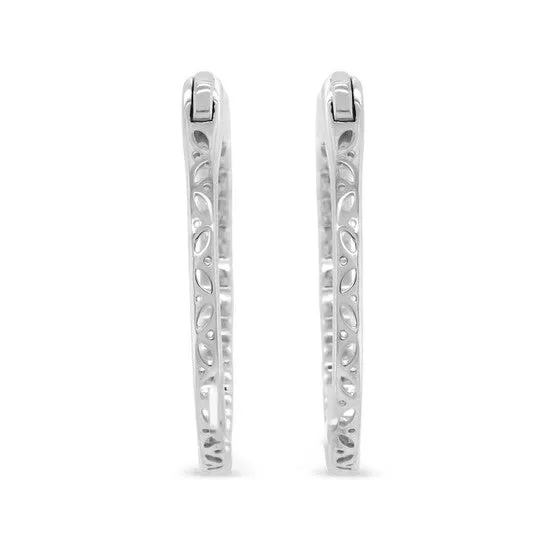 JMS always Earrings Original Haus of Brilliance 14K White Gold 1 34 Cttw Round and Baguette Diamond Hoop Earrings HI Color SI2I1 Clarity