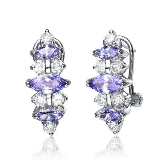 JMS always Earrings Original Megan Walford 925 Sterling Silver Purple Cubic Zirconia Drop Earrings