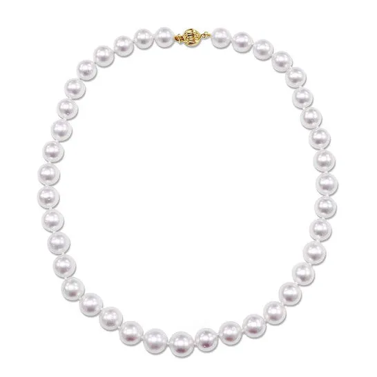 JMS always Necklaces Original AMOUR 10 115 Mm White South Sea Pearl Strand Necklace with 14K Yellow Gold Clasp