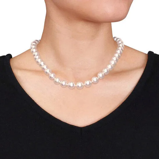 JMS always Necklaces Original AMOUR 10 115 Mm White South Sea Pearl Strand Necklace with 14K Yellow Gold Clasp