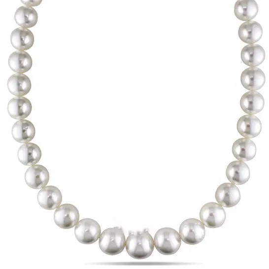 JMS always Necklaces Original AMOUR 1012 Mm White South Sea Graduated Pearl Strand Necklace with 14K Yellow Gold Clasp