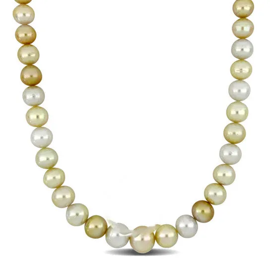 JMS always Necklaces Original AMOUR 1013mm White and Golden South Sea Cultured Pearl Necklace W 14K Yellow Gold Clasp 18 In