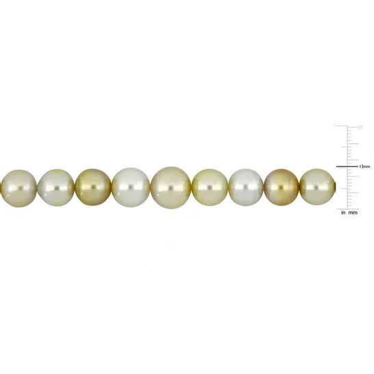 JMS always Necklaces Original AMOUR 1013mm White and Golden South Sea Cultured Pearl Necklace W 14K Yellow Gold Clasp 18 In
