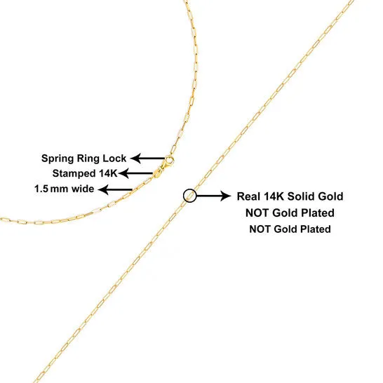 JMS always Necklaces Original Haus of Brilliance Unisex Solid 14K Yellow Gold 15mm Paperclip Chain Necklace 18 Inches