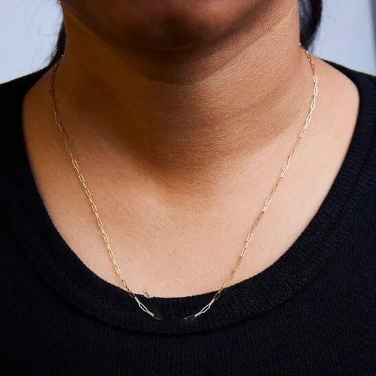 JMS always Necklaces Original Haus of Brilliance Unisex Solid 14K Yellow Gold 15mm Paperclip Chain Necklace 18 Inches