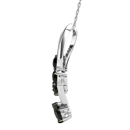 JMS always Necklaces Original Maulijewels Ladies 10k White Gold 075 CT Round Cut Black Diamond Box Pendant Necklace With 18 10k White Gold Plated Sterling Silver Box Chain