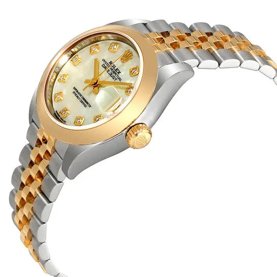 JMS always Necklaces Original Rolex Lady Datejust Mother of Pearl Diamond Steel and 18K Yellow Gold Jubilee Watch 279163MDJ