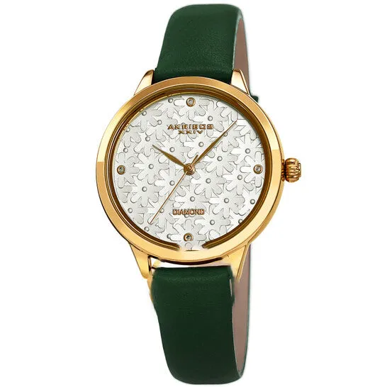 JMS always Original Akribos XXIV Quartz Diamond Silver Dial Ladies Watch AK1051GN Watches