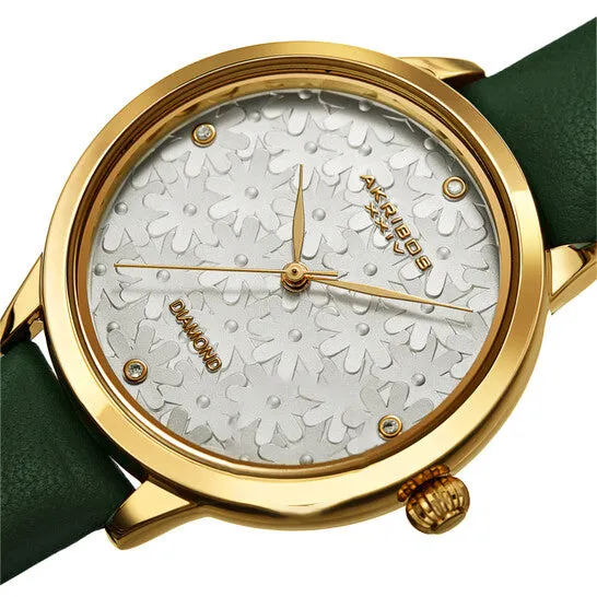 JMS always Original Akribos XXIV Quartz Diamond Silver Dial Ladies Watch AK1051GN Watches