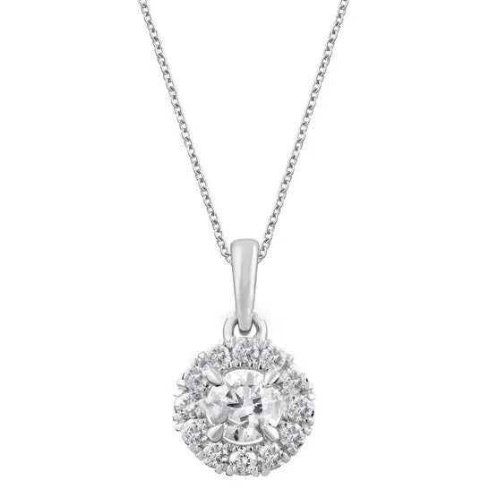 JMS always Original Brilliant Diamond 100 Carat 14K White Gold Prong Set Roundcut Solitaire LabGrown Diamond Pendant Necklace J VSSI2 Necklaces