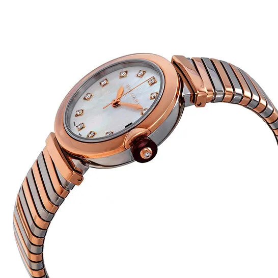 JMS always Original Bvlgari LVCEA Tubogas Mother of Pearl Diamond Dial Ladies Watch 102954 Watches