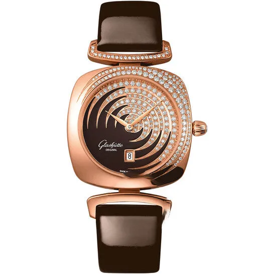 JMS always Original Glashutte Pavonina Enamel Brown Diamond Dial Ladies Watch 0301041501 Watches
