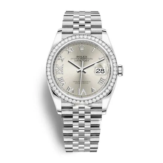 JMS always Original Rolex Datejust 36 Silver Diamond Dial Automatic Unisex Jubilee Watch 126284SRDJ Watches