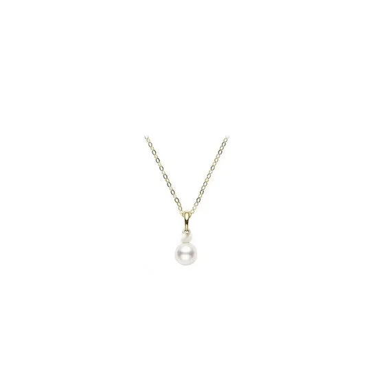 JMS always PreStyled Sets Original Mikimoto Everyday Essentials 18K Yellow Gold 665mm A Akoya Pearl and Diamond Pendant PPS602DK