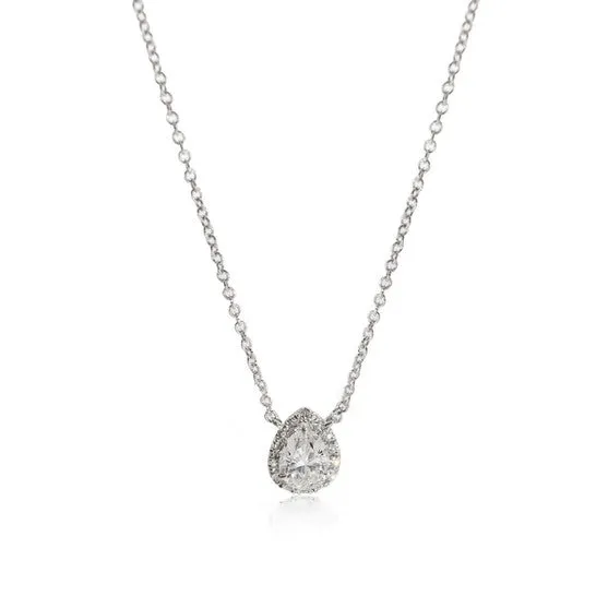 JMS always PreStyled Sets Original PreOwned Tiffany Co Soleste Diamond Halo Pendant in 18k White Gold D VVS1 053CTW