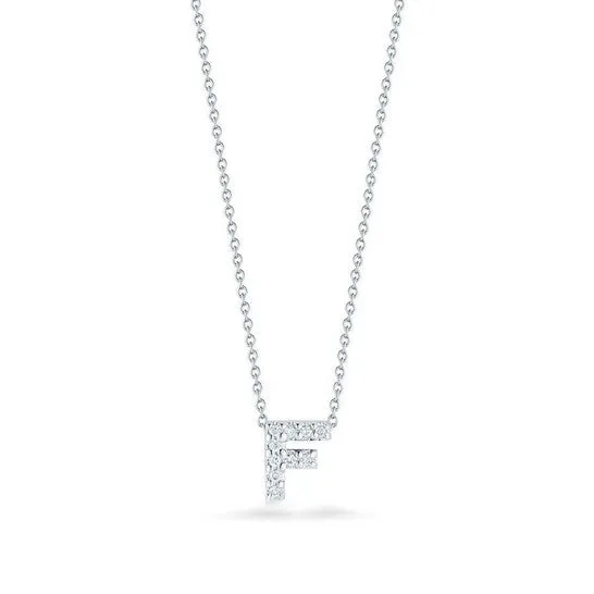 JMS always PreStyled Sets Original Roberto Coin 18K White Gold Tiny Treasures Diamond F Pendant