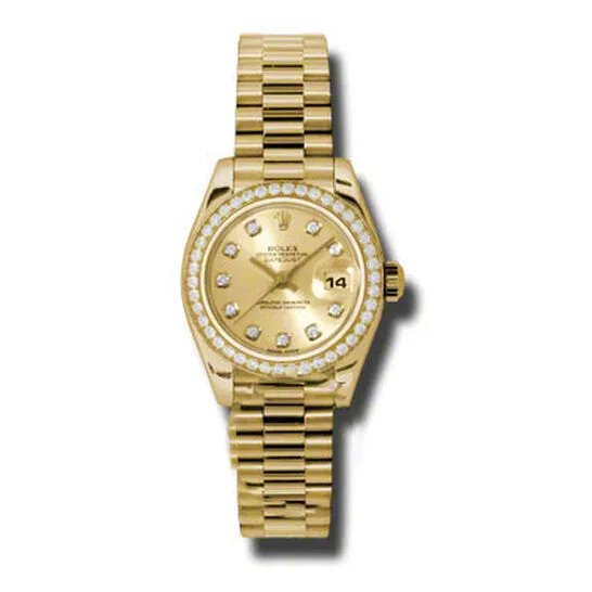 JMS always PreStyled Sets Original Rolex LadyDatejust 26 Champagne Dial 18K Yellow Gold President Automatic Ladies Watch 179138CDP