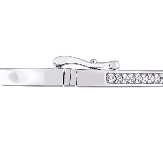JMS always Rings Original AMOUR Cultured Freshwater Pearl and Created White Sapphire Bangle In Sterling Silver
