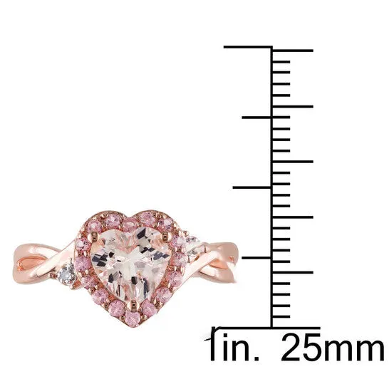 JMS always Rings Original Amour Pink Silver 001 CT Diamond TW And 1 13 CT TGW Morganite Pink Tourmaline Halo Ring