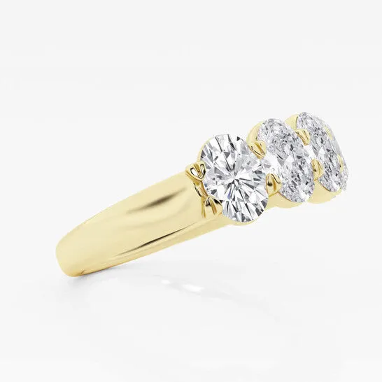 JMS always Rings Original Brilliant Diamond 14K Yellow Gold 2 CTTW OvalCut LAB GROWN Diamond Five Stone Anniversary Band FG SI1