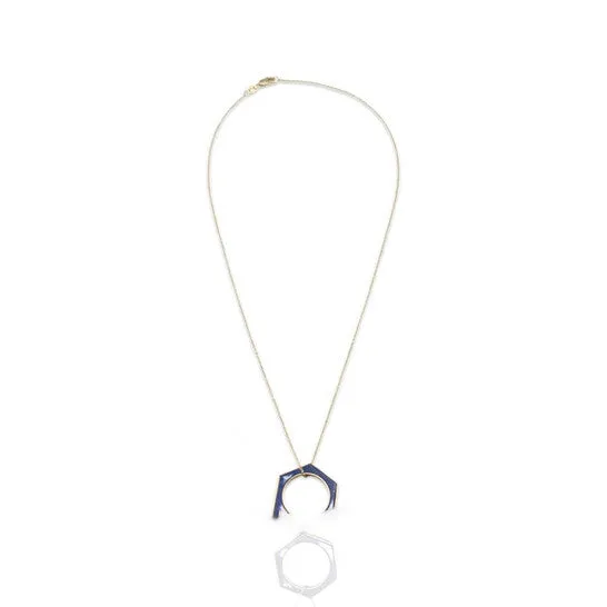 JMS always Rings Original Tresorra 18K Yellow Gold Hexagon Lapis RingNecklaceRing Size 575Length 16 inches