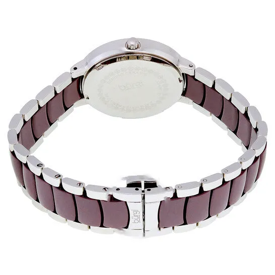 JMS always Watches Original Burgi Mother of Pearl Dial Burgundy Ceramic Ladies Watch BUR072BR