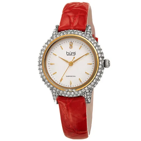 JMS always Watches Original Burgi Quartz Diamond White Dial Ladies Watch BUR249RD